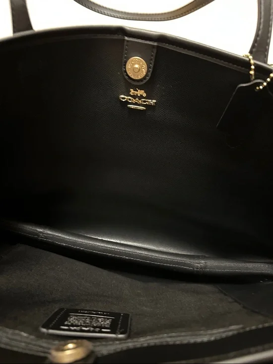 Coach Brown Signature Canvas Tote with Black Leather Straps - Picture 5 of 5